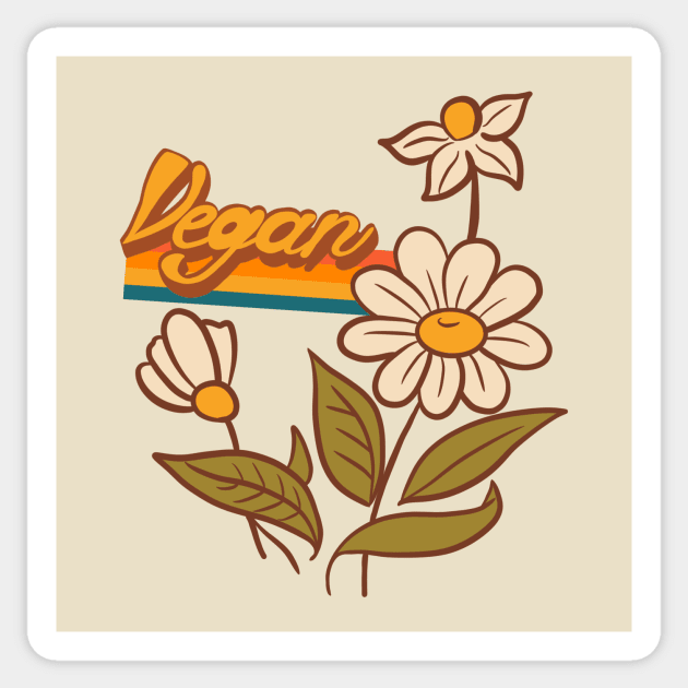 70s Vegan daisies Sticker by BubblegumGoat